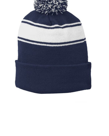 Sport-Tek Stripe Pom Pom Beanie