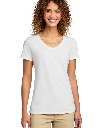 Port & Company Women's Fan Favorite V-Neck Tee White Front
