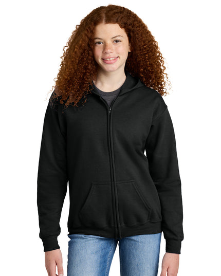 Gildan Youth Heavy Blend Full-Zip Hooded Sweatshirt. 18600B - Black