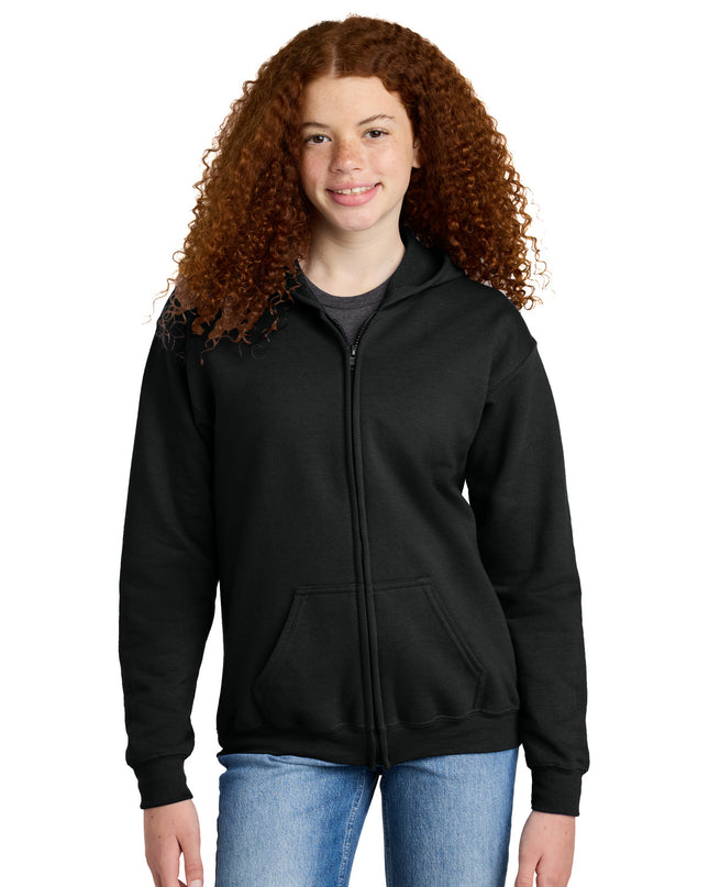 Gildan Youth Heavy Blend Full-Zip Hooded Sweatshirt. 18600B - Black