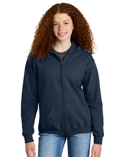 Gildan Youth Heavy Blend Full-Zip Hooded Sweatshirt. 18600B - Navy