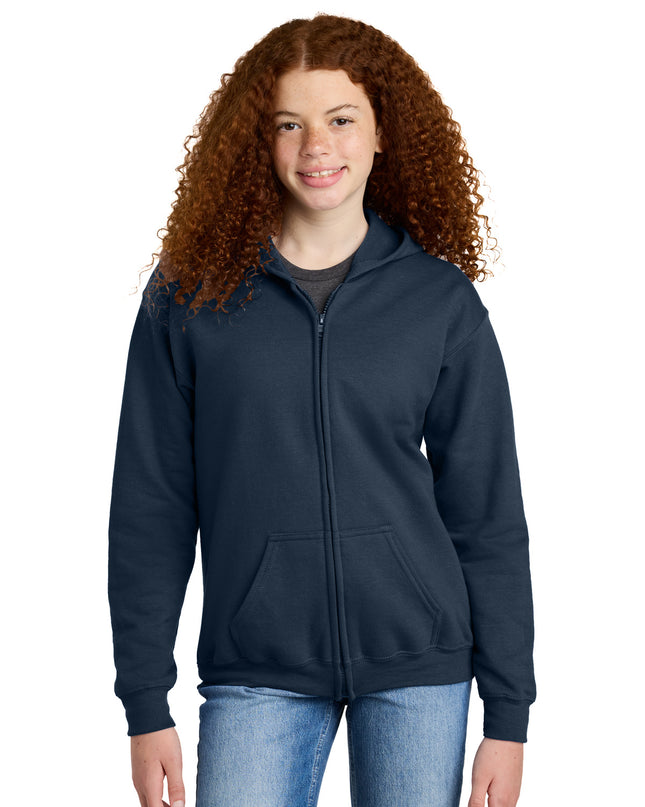 Gildan Youth Heavy Blend Full-Zip Hooded Sweatshirt. 18600B - Navy