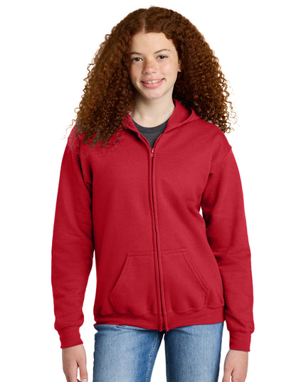 Gildan Youth Heavy Blend Full-Zip Hooded Sweatshirt. 18600B - Red