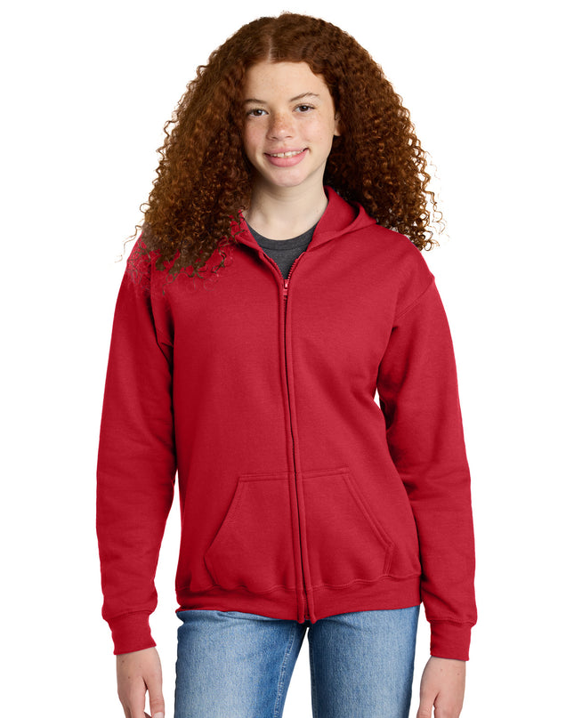 Gildan Youth Heavy Blend Full-Zip Hooded Sweatshirt. 18600B - Red