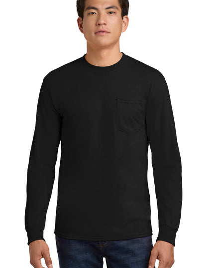 Gildan - Ultra Cotton 100% US Cotton Long Sleeve T-Shirt with Pocket.  2410
