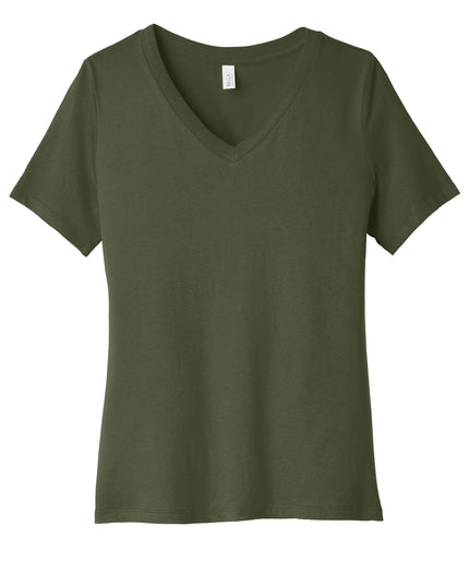 BELLA+CANVAS Women's Jersey V-Neck Tee Military Green Front