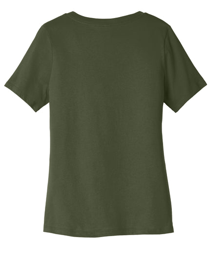 BELLA+CANVAS Women's Jersey V-Neck Tee Military Green Back