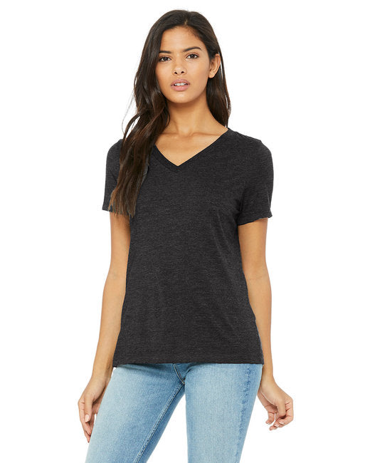Ladies' Relaxed Heather CVC Jersey V-Neck T-Shirt