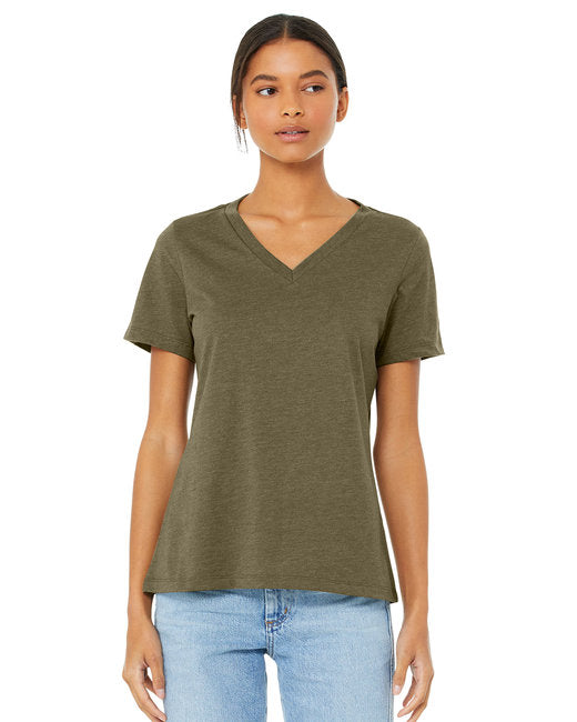 Ladies' Relaxed Heather CVC Jersey V-Neck T-Shirt
