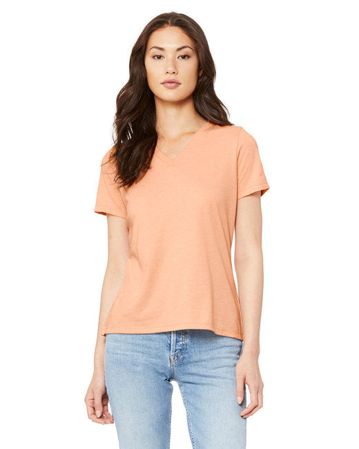 Ladies' Relaxed Heather CVC Jersey V-Neck T-Shirt