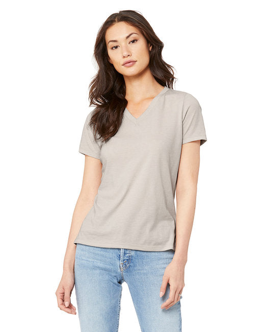 Ladies' Relaxed Heather CVC Jersey V-Neck T-Shirt