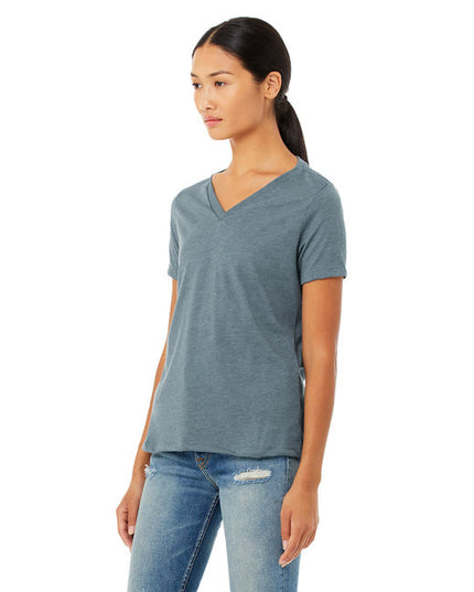 Ladies' Relaxed Heather CVC Jersey V-Neck T-Shirt