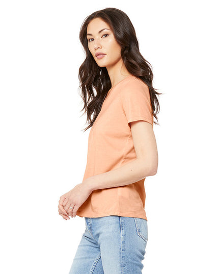Ladies' Relaxed Heather CVC Jersey V-Neck T-Shirt