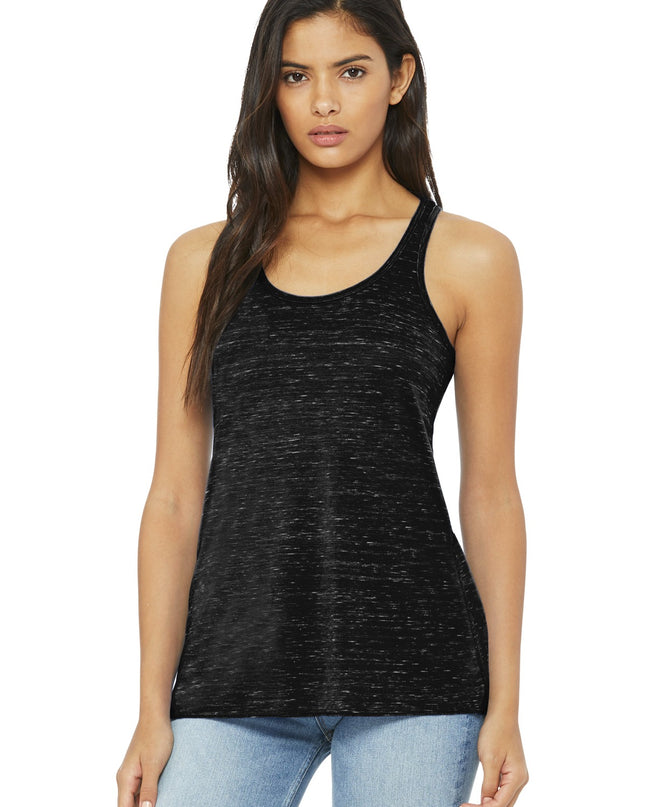 BELLA+CANVAS  Women's Flowy Racerback Tank. BC8800 - Black Marble