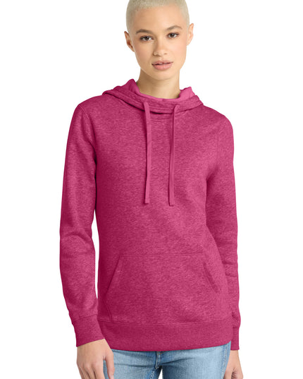 District  Women's Lightweight Fleece Hoodie. DM493 - Heathered Pink Azalea