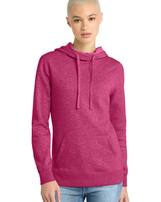 District  Women's Lightweight Fleece Hoodie. DM493 - Heathered Pink Azalea