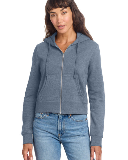District Women's V.I.T. Fleece Full-Zip Hoodie DT6103 - Flint Blue Heather