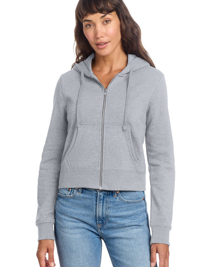 District Women's V.I.T. Fleece Full-Zip Hoodie DT6103 - Light Heather Grey