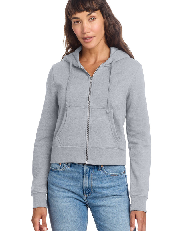 District Women's V.I.T. Fleece Full-Zip Hoodie DT6103 - Light Heather Grey