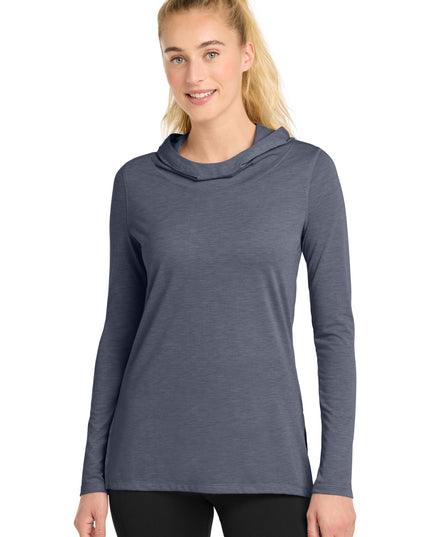 Sport-Tek Women's PosiCharge  Tri-Blend Wicking Long Sleeve Hoodie LST406 - True Navy Heather