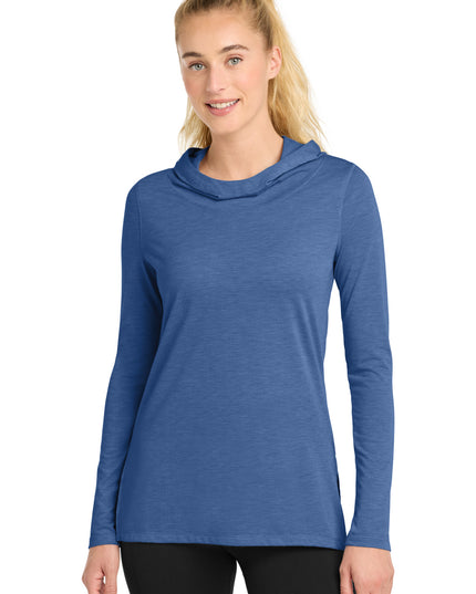 Sport-Tek Women's PosiCharge  Tri-Blend Wicking Long Sleeve Hoodie LST406 - True Royal Heather