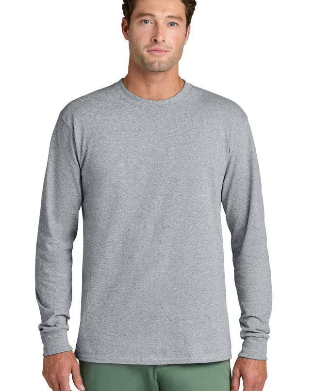 Port & Co Long Sleeve Core Cotton Tee. PC54LS - Athletic Heather