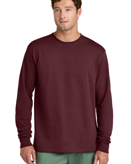 Port & Co Long Sleeve Core Cotton Tee. PC54LS - Athletic Maroon