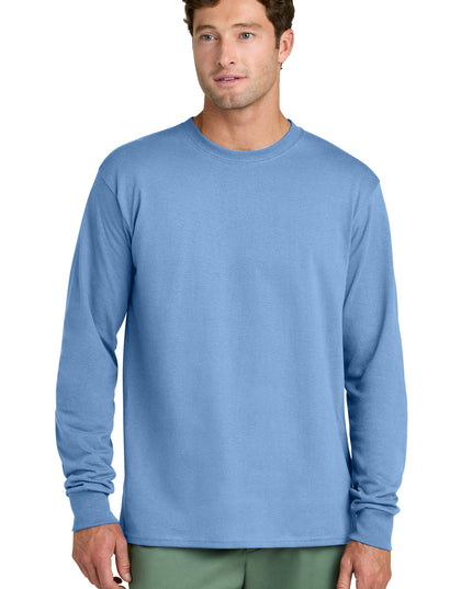 Port & Co Long Sleeve Core Cotton Tee. PC54LS - Carolina Blue