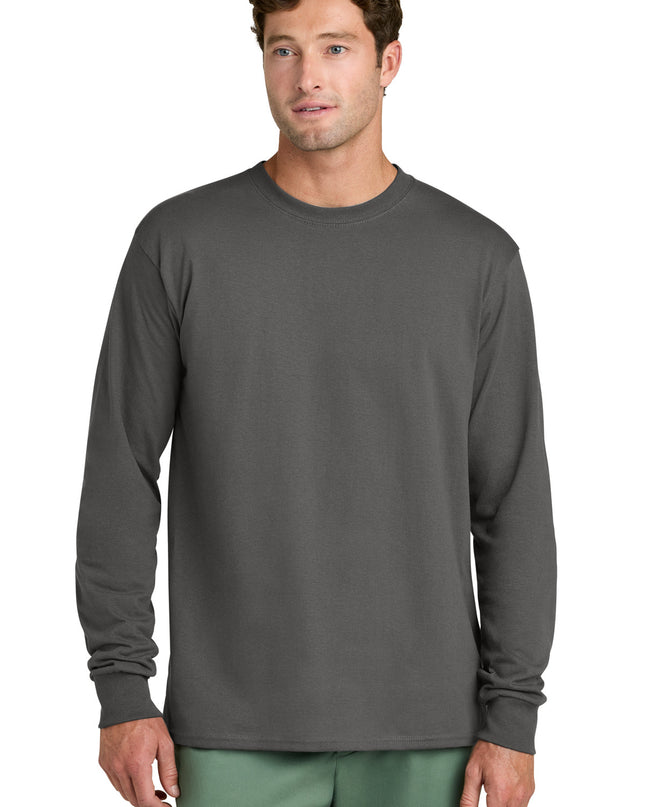 Port & Co Long Sleeve Core Cotton Tee. PC54LS - Charcoal
