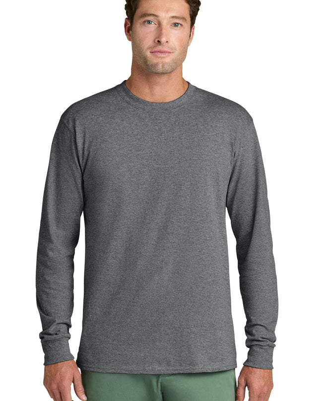 Port & Co Long Sleeve Core Cotton Tee. PC54LS - Graphite Heather
