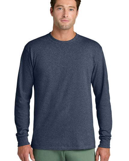 Port & Co Long Sleeve Core Cotton Tee. PC54LS - Heather Navy