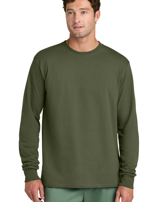 Port & Co Long Sleeve Core Cotton Tee. PC54LS - Olive Drab Green