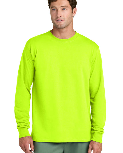 Port & Co Long Sleeve Core Cotton Tee. PC54LS - S. Green
