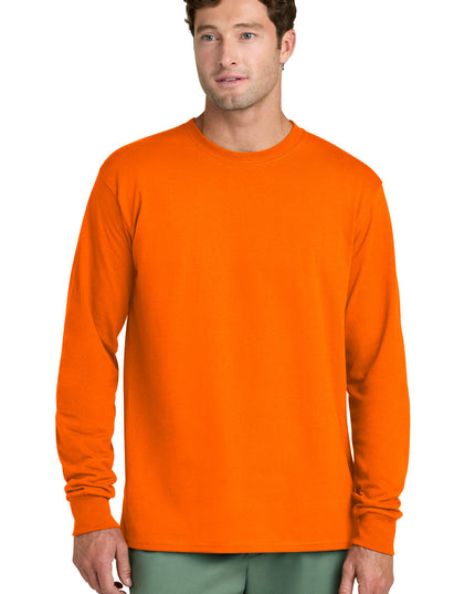 Port & Co Long Sleeve Core Cotton Tee. PC54LS - S. Orange