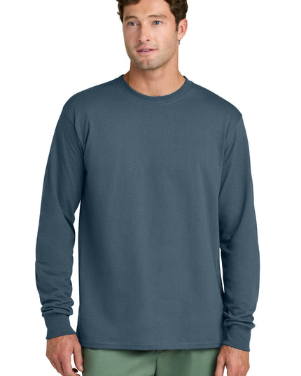 Port & Co Long Sleeve Core Cotton Tee. PC54LS - Steel Blue