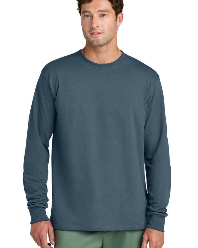Port & Co Long Sleeve Core Cotton Tee. PC54LS - Steel Blue