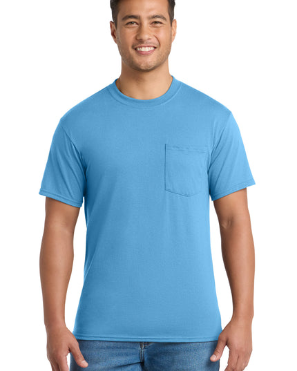 Port & Co Core Blend Pocket Tee. PC55P - Aquatic Blue
