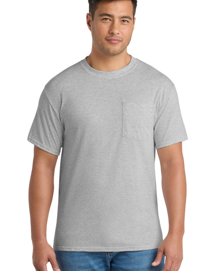 Port & Co Core Blend Pocket Tee. PC55P - Ash
