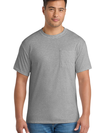 Port & Co Core Blend Pocket Tee. PC55P - Athletic Heather