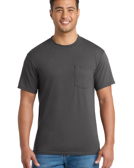 Port & Co Core Blend Pocket Tee. PC55P - Charcoal
