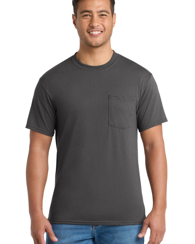 Port & Co Core Blend Pocket Tee. PC55P - Charcoal