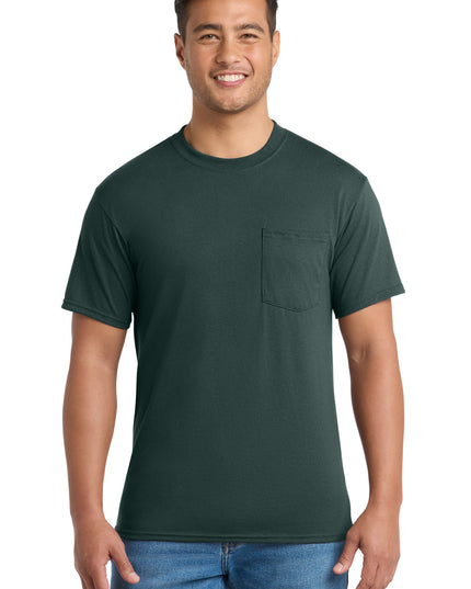 Port & Co Core Blend Pocket Tee. PC55P - Dark Green