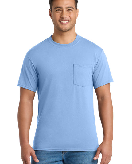 Port & Co Core Blend Pocket Tee. PC55P - Light Blue