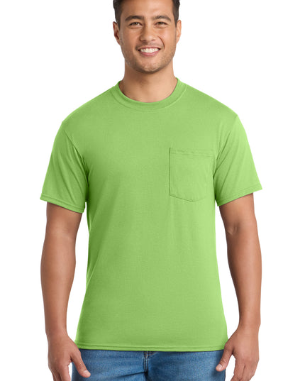 Port & Co Core Blend Pocket Tee. PC55P - Lime