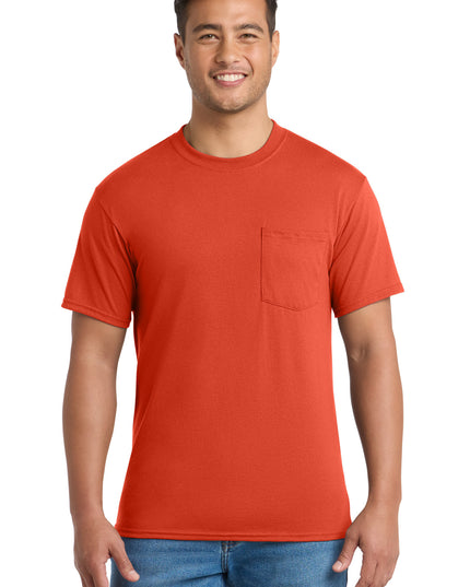 Port & Co Core Blend Pocket Tee. PC55P - Orange