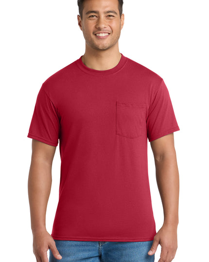 Port & Co Core Blend Pocket Tee. PC55P - Red