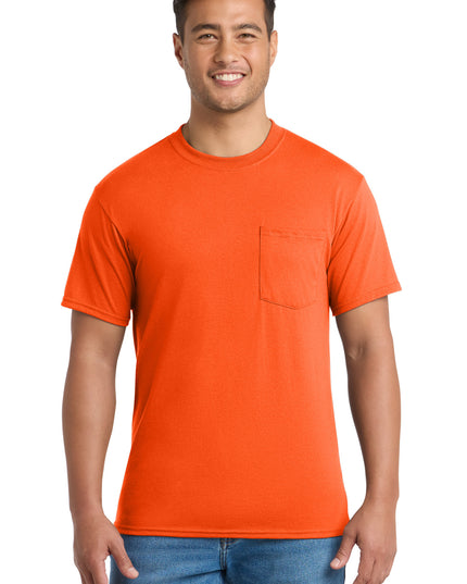 Port & Co Core Blend Pocket Tee. PC55P - Safety Orange