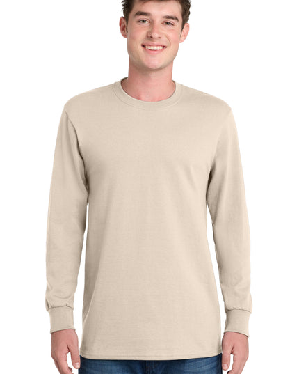 Port & Co Long Sleeve Essential Tee. PC61LS - Natural