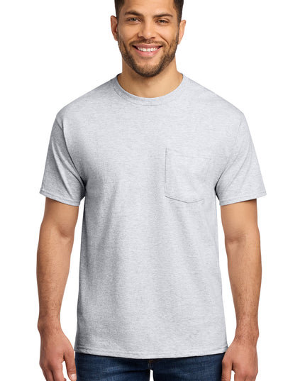 Port & Co Essential Pocket Tee. PC61P - Ash
