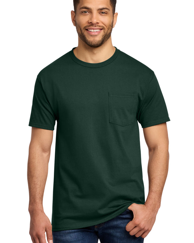 Port & Co Essential Pocket Tee. PC61P - Dark Green